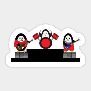 Penguin Music Rock and Roll Band Sticker